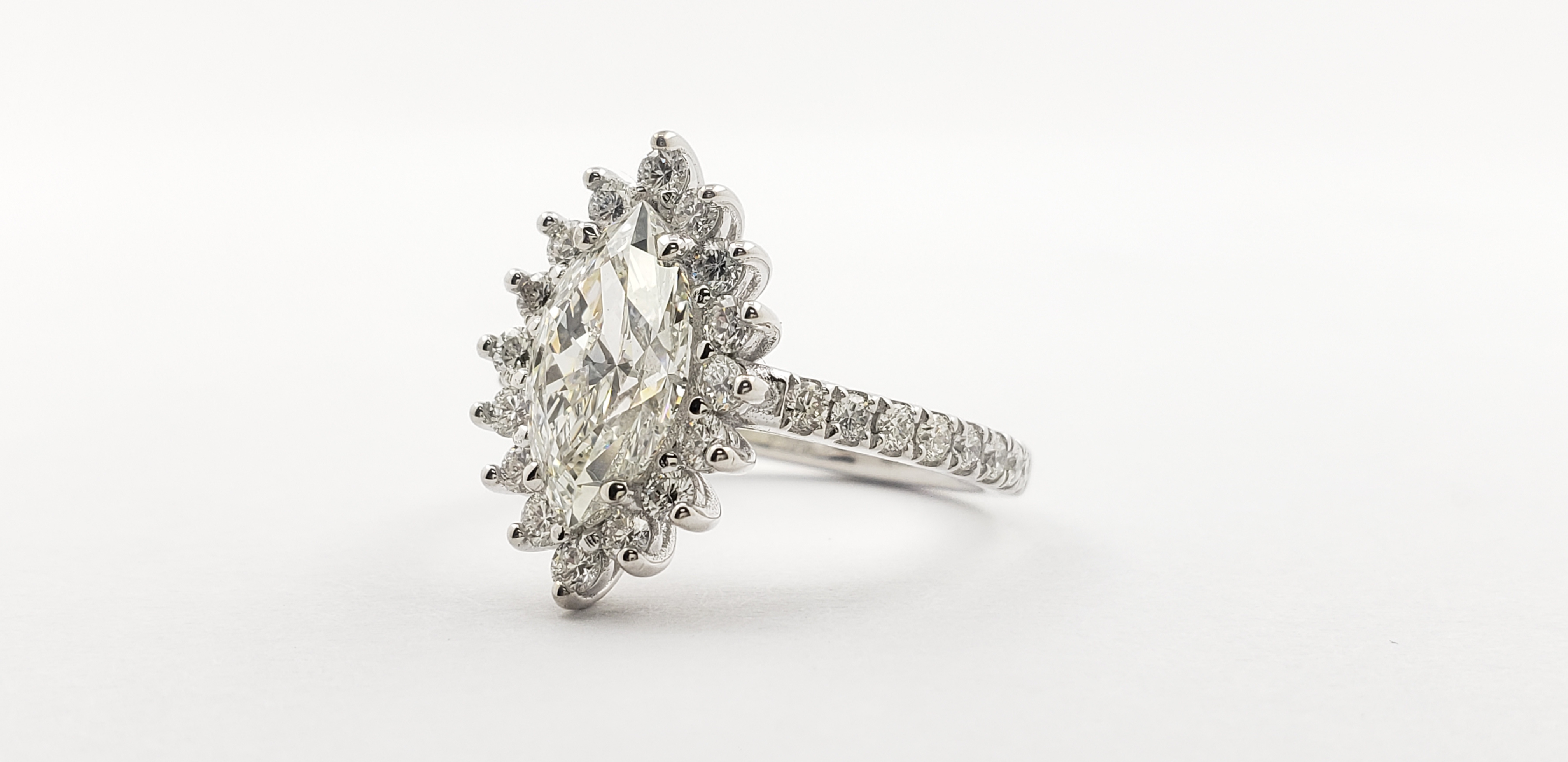 Marquise Shape Diamond Halo Ring